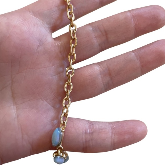 Gold and Blue Floral Necklace - Picture 6 of 6